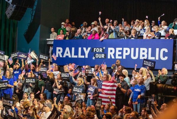 U.S. Sen. Jon Ossoff, D-Ga., hosts a “Rally for the Republic” at The Eastern on Saturday, March 22, 2025.  (Jenni Girtman for The Atlanta Journal-Constitution)