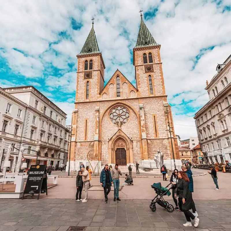 Neo Gothic Sacred Heart Cathedral In Sarajevo, Bosnia and Herzegovina, Southeastern Europe