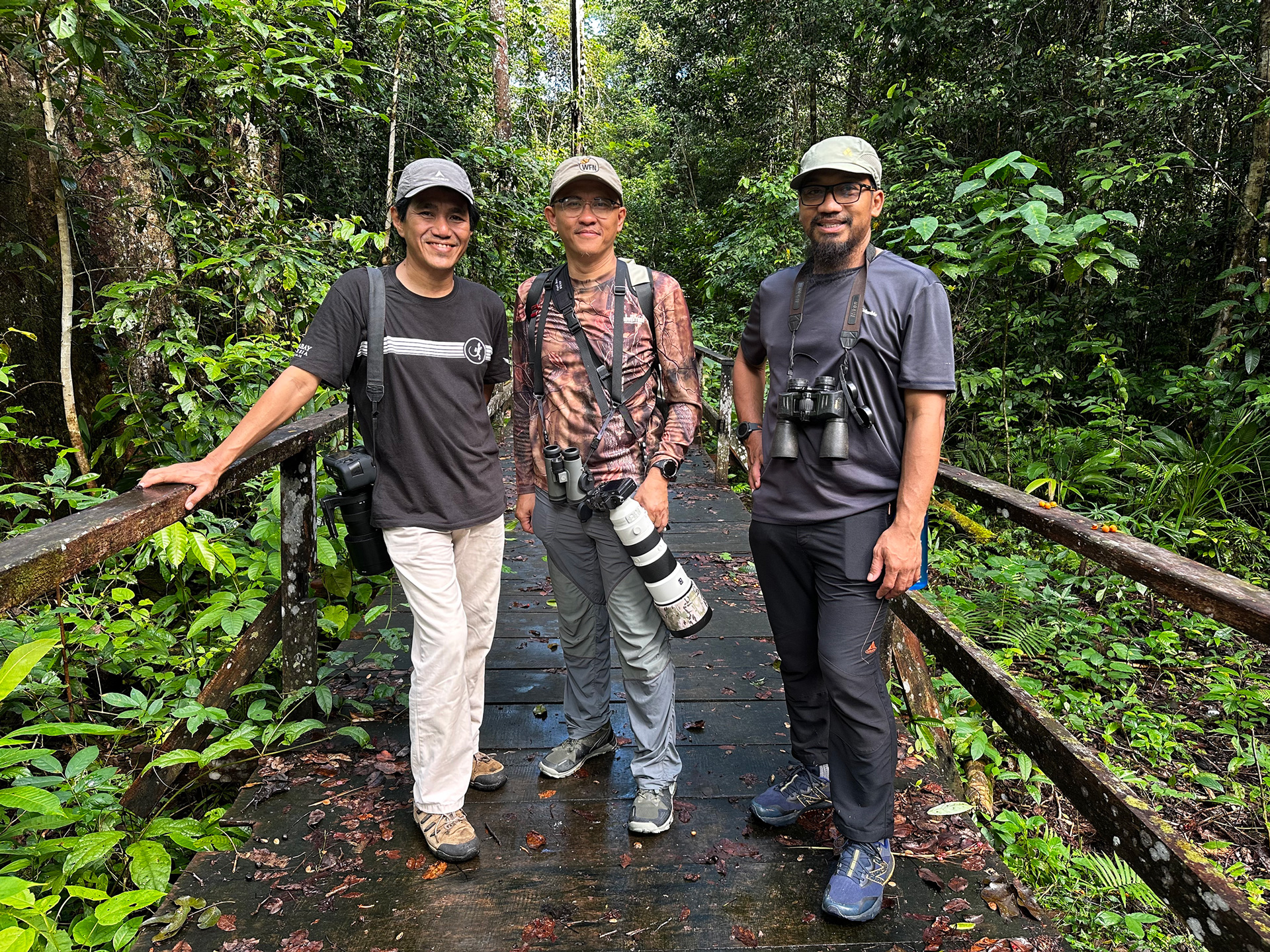 Ridzki in Papua with Mongabay-Indonesia colleagues.