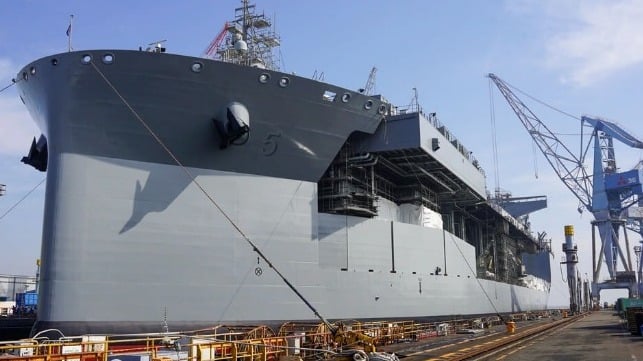 Japan’s Mitsubishi Shipyard Completes Largest Overhaul Contract for US Navy USS Miguel Keith in Japanese shipyard