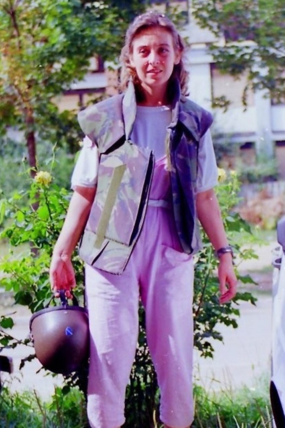 Aida in Sarajevo during the siege, 1994.