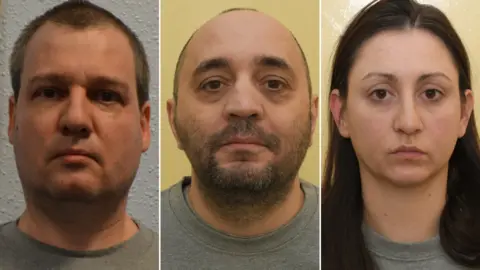 Metropolitan Police Police mugshots of (left to right) Orlin Roussev, Biser Dzhambazov and Katrin Ivanova. 