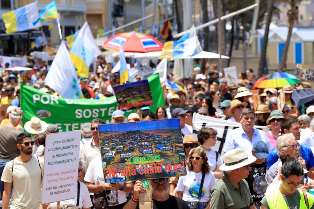 Thousands protest mass tourism in Spain’s Canary Islands