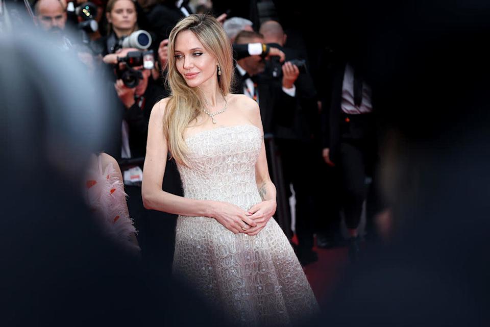 CANNES, FRANCE - MAY 16: Angelina Jolie attends the "Eddington" red carpet at the 78th annual Cannes Film Festival at Palais des Festivals on May 16, 2025 in Cannes, France. (Photo by Monica Schipper/Getty Images)