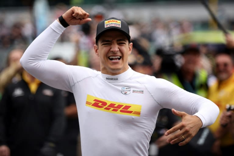 Spain's Alex Palou celebrates after winning the 109th Indianapolis 500 (James Gilbert)