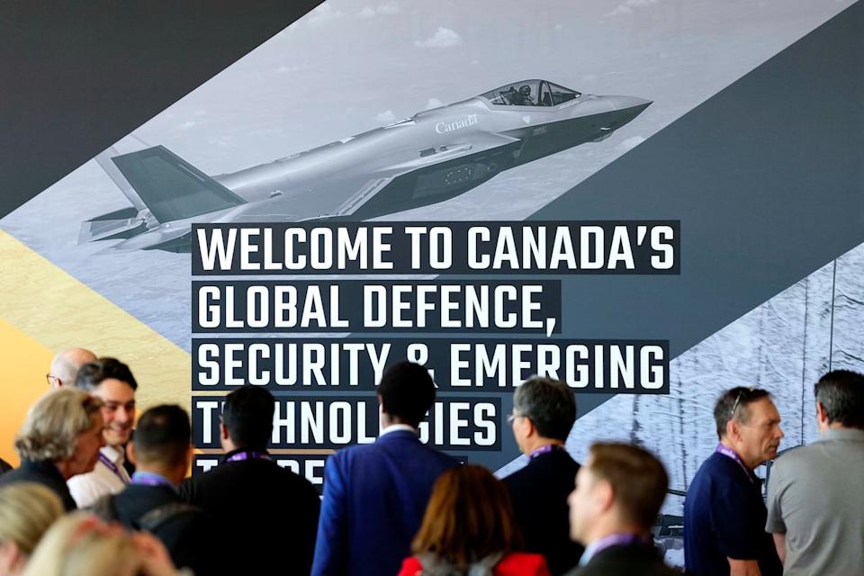 Attendees arrive at the Canadian Association of Defence and Security Industries annual defence industry trade show CANSEC, in Ottawa, on Wednesday, May 28, 2025. THE CANADIAN PRESS/Justin Tang