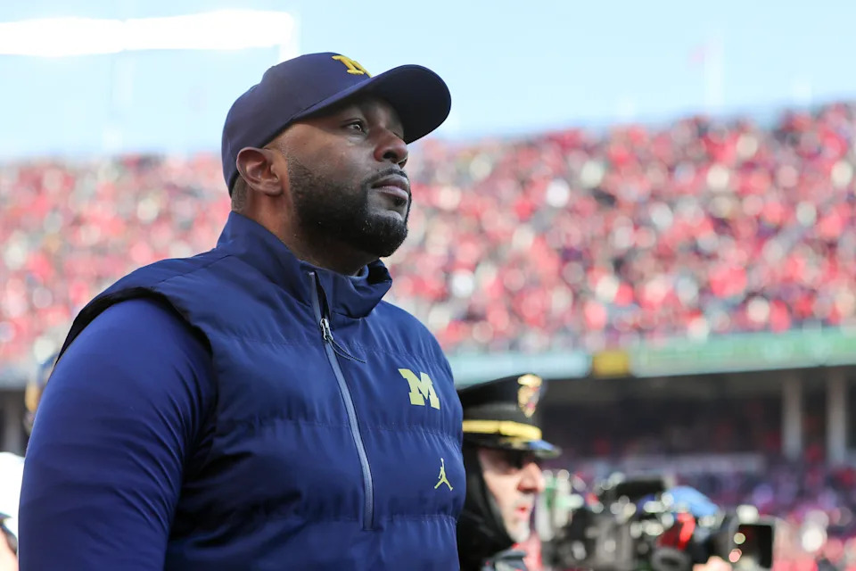 COLUMBUS, OH - NOVEMBER 30: Michigan Wolverines head coach Sherrone Moore before the game against the Michigan Wolverines and the Ohio State Buckeyes on November 30, 2024, at Ohio Stadium in Columbus, OH. (Photo by Ian Johnson/Icon Sportswire via Getty Images)