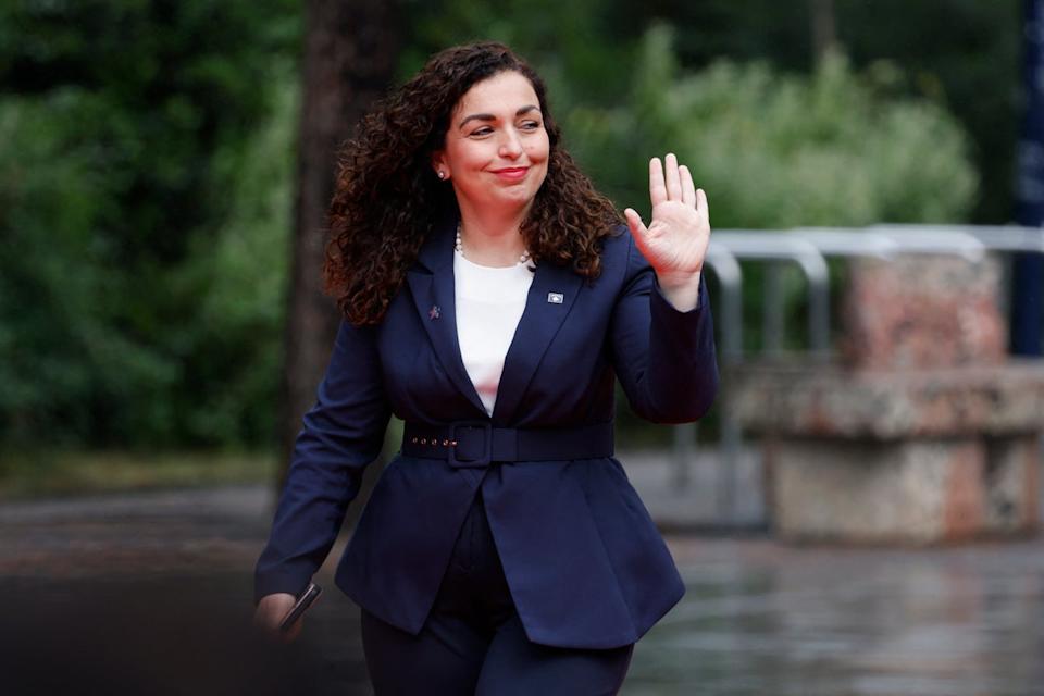Kosovo's President Vjosa Osmani arrives for the European Political Community (EPC) summit (AFP via Getty Images)