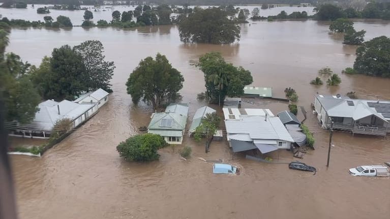 Homes, businesses and cars submerged in the floods.