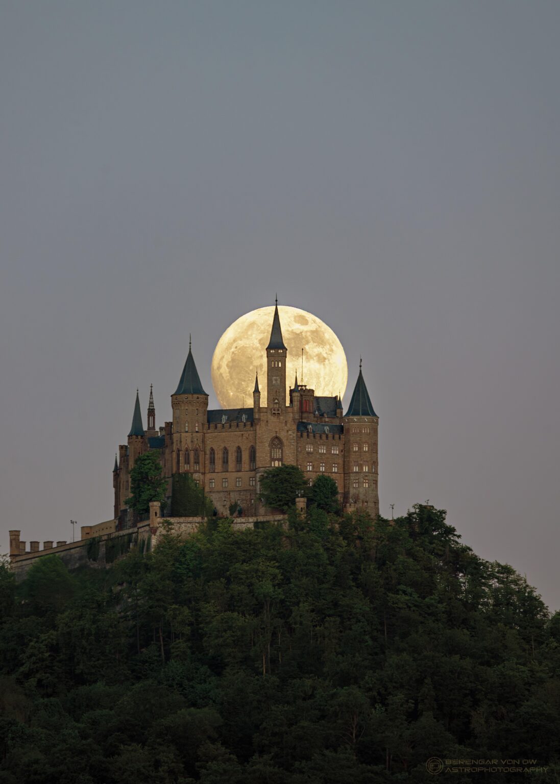 Full moon over Hohenzollern Castle