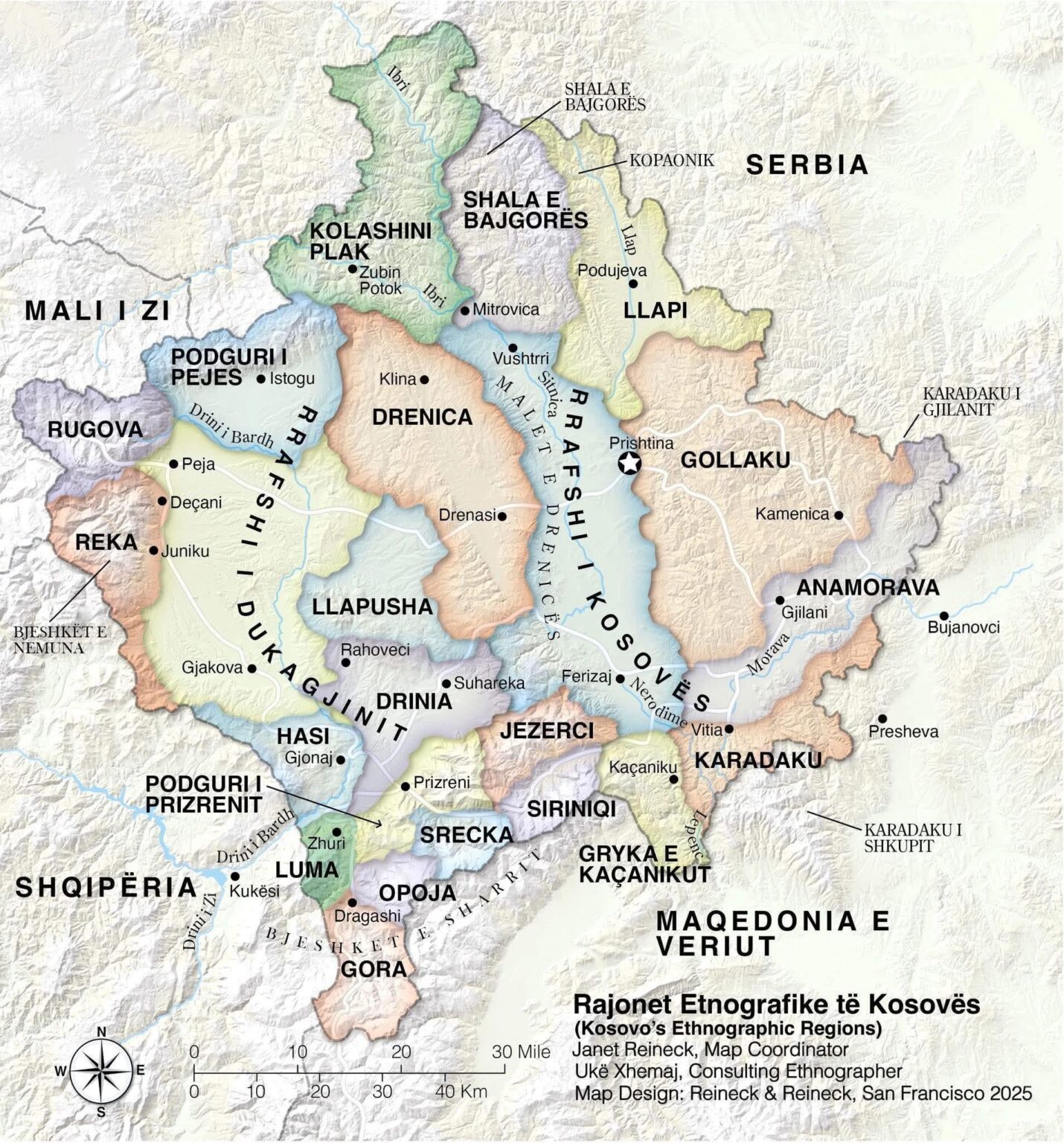 Map of Kosovo's ethnographic division, worked by Janet Reineck.