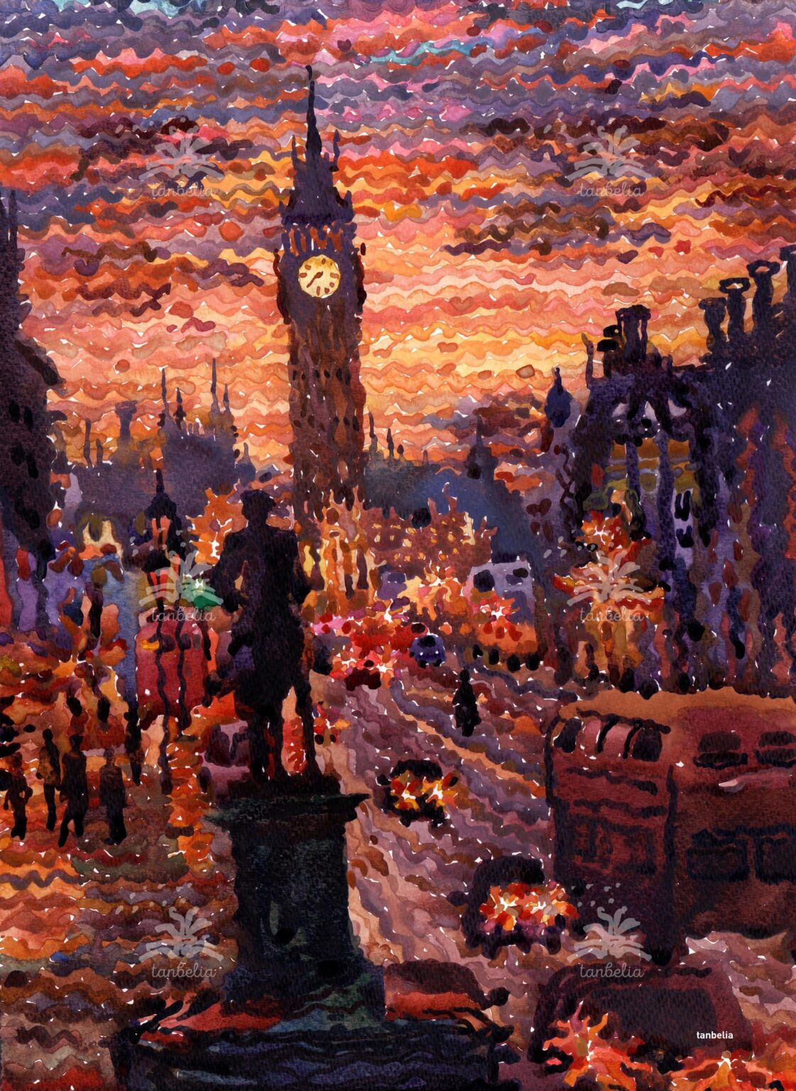 Trafalgar Square in London, 37 x 27 cm, watercolor, 2025