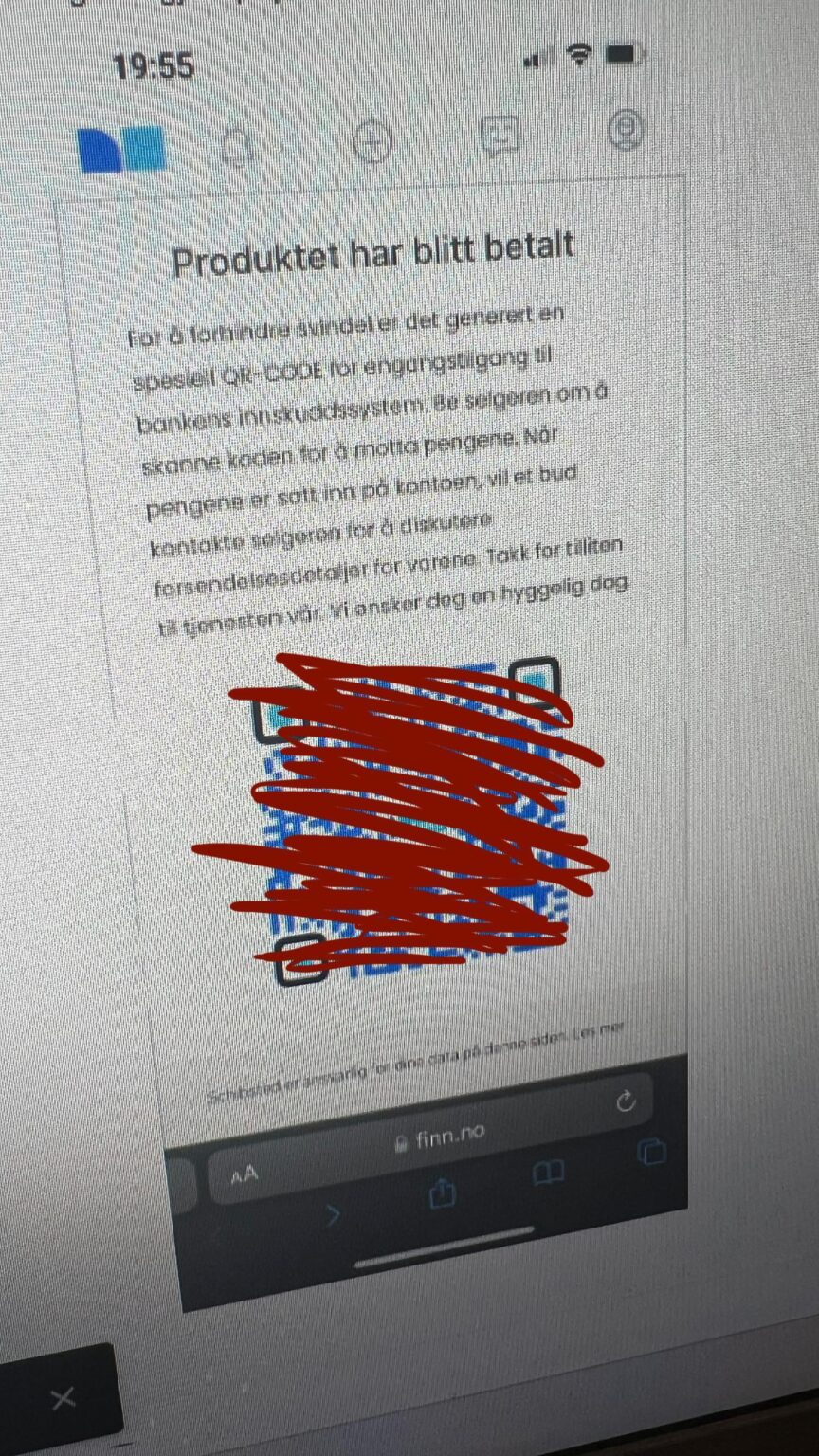 Is this legit form of receiving payment on finn.no