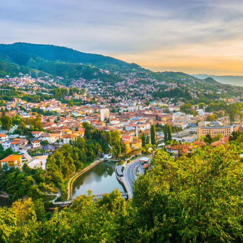sarajevo from the mountains in Bosnia and Herzegovina