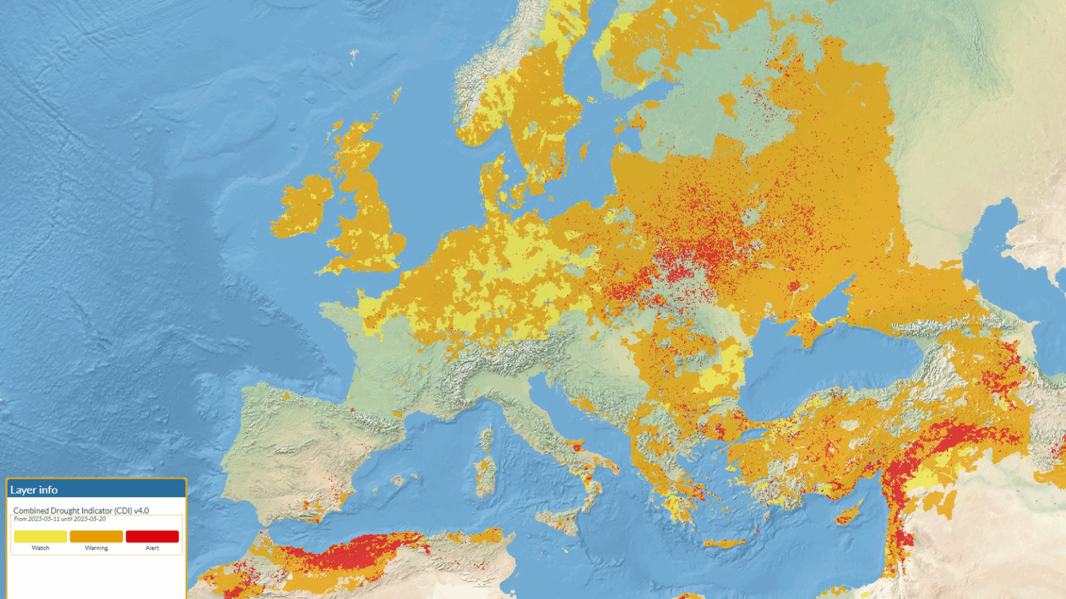 More than 40% of Europe slides into drought, including pockets of Greece, southern Italy and Spain | Science, Climate & Tech News More than 40% of Europe was in drought as of 11-20 May 2025. Pic: CEMS / EDO