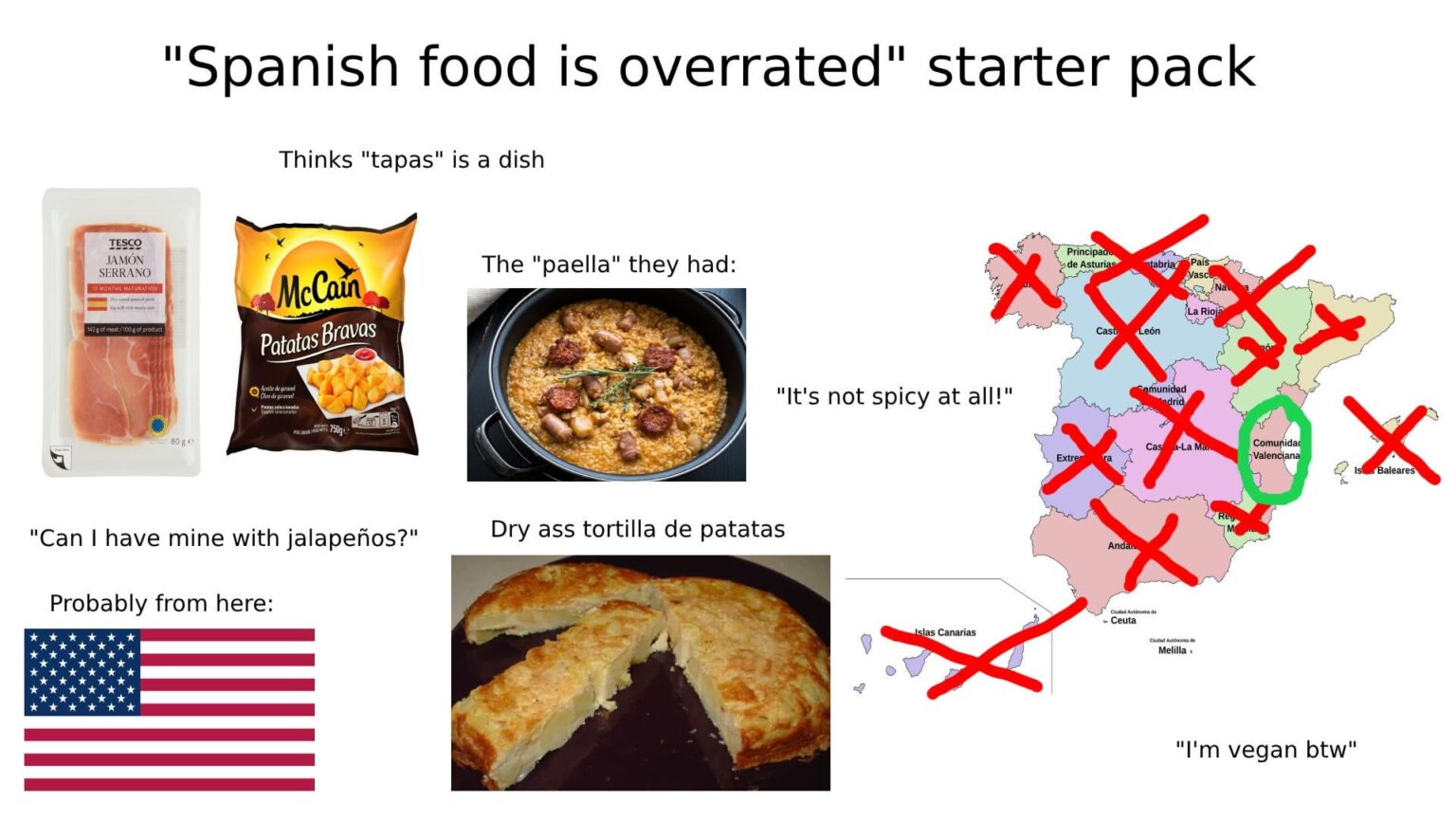 "Spanish food is overrated" starter pack