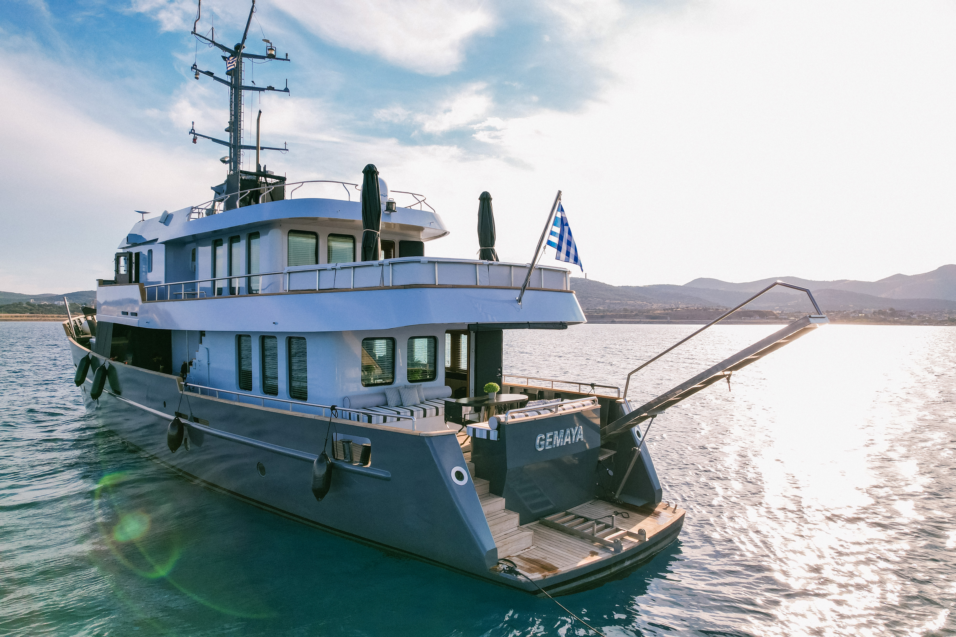 The Gemaya yacht in the Aegean Sea.