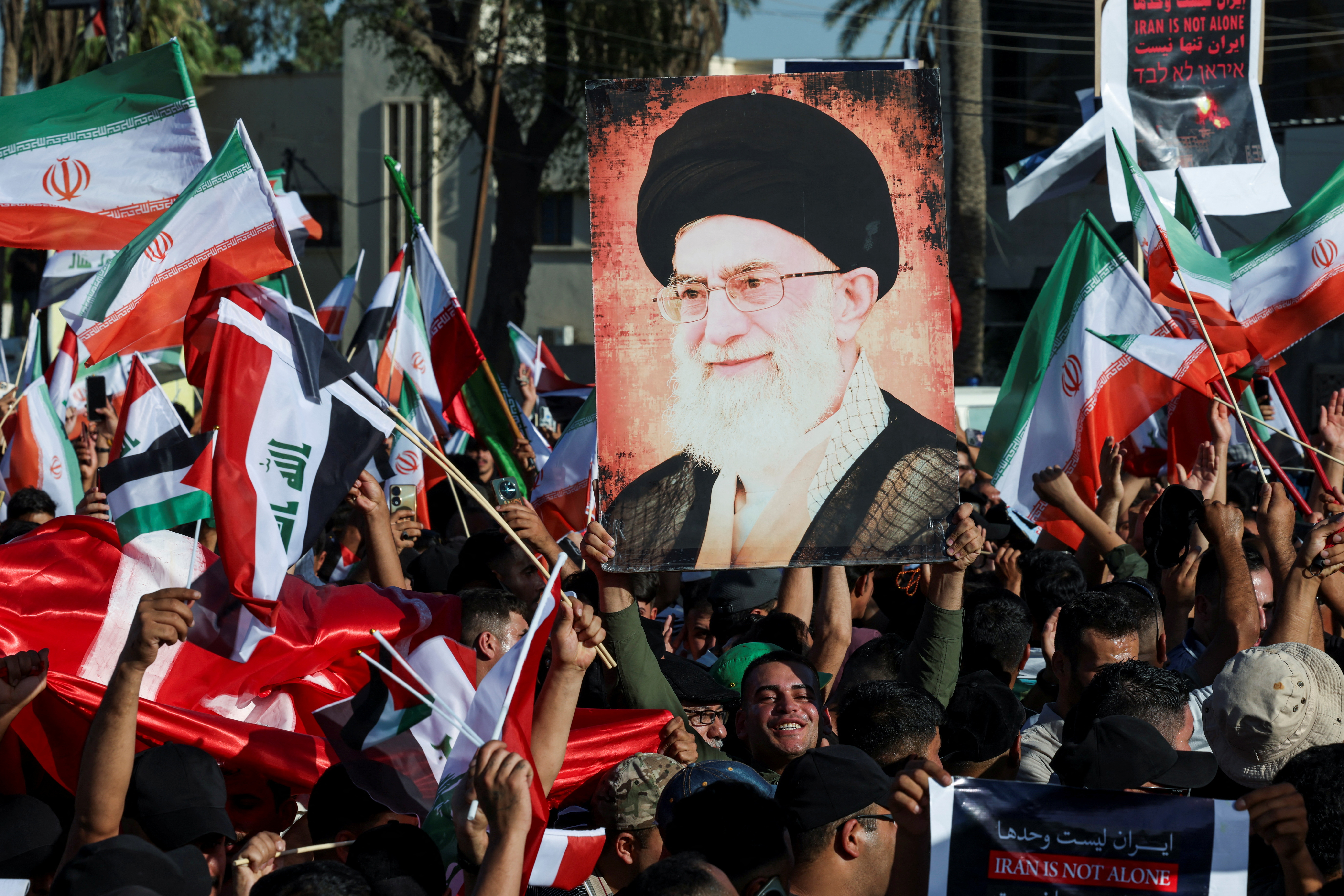 Rally in Baghdad showing solidarity with Iran.