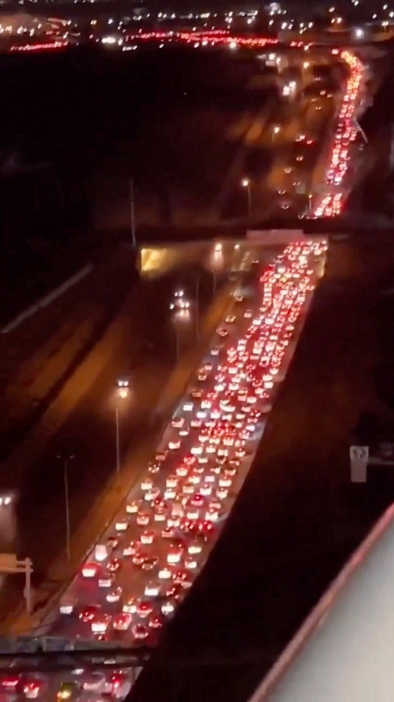 Heavy traffic on the Karaj-Chalus road heading west out of Tehran.