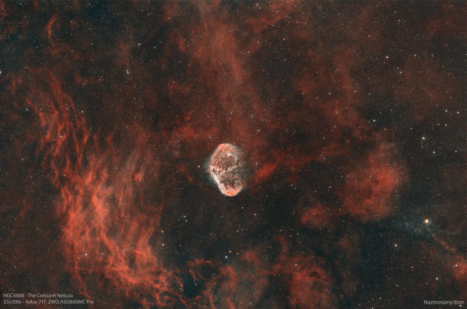 NGC 6888 - Crescent Nebula aka the Space Brain from my backyard in Boston