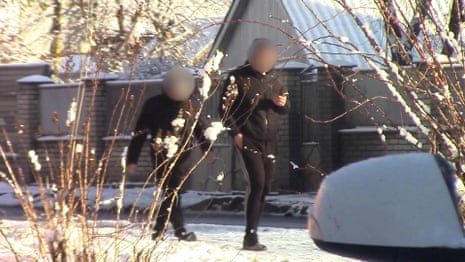 Surveillance footage shows two people collecting explosives they believed to be paint – video