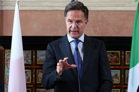 Nato secretary general Mark Rutte attends a joint press conference, on the day of a meeting to discuss the latest developments in Ukraine and security in Europe, at Villa Madama in Rome, Italy.