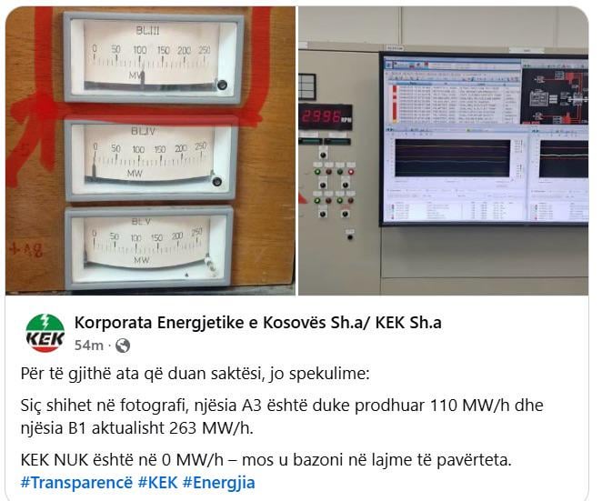 KEK denies the speculation that Kosovo will remain without energy. These are propaganda against the Government of Kosovo in position