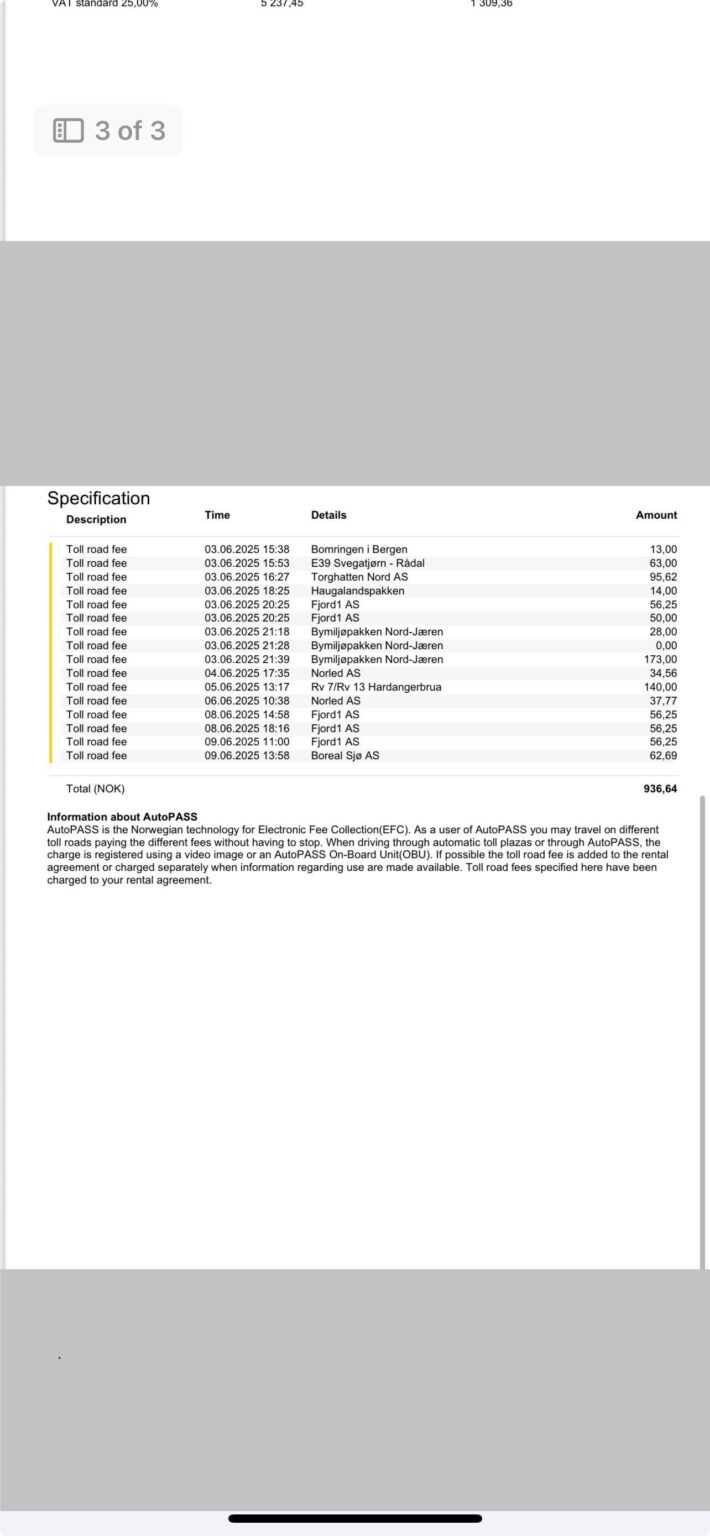 So I finally got my rental car invoice re: autopass.  Many questions