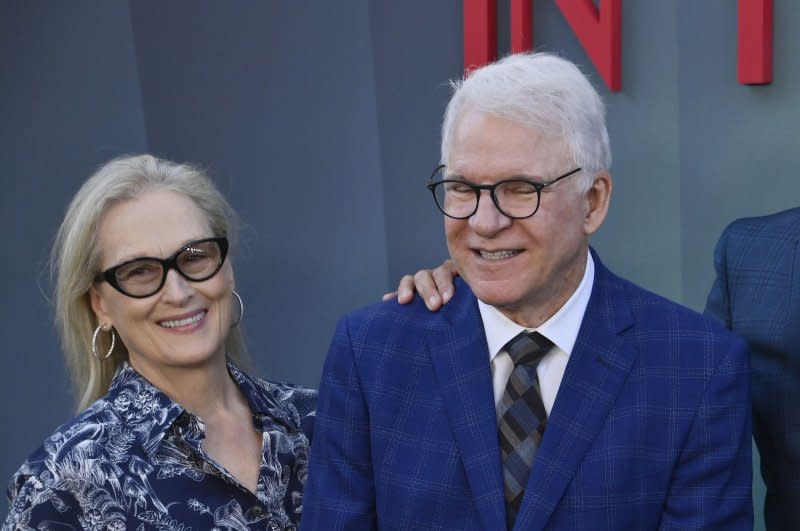 Cast members Meryl Streep (L) and Steve Martin attend Hulu's "Only Murders in the Building" Season 4 premiere in August. File Photo by Jim Ruymen/UPI