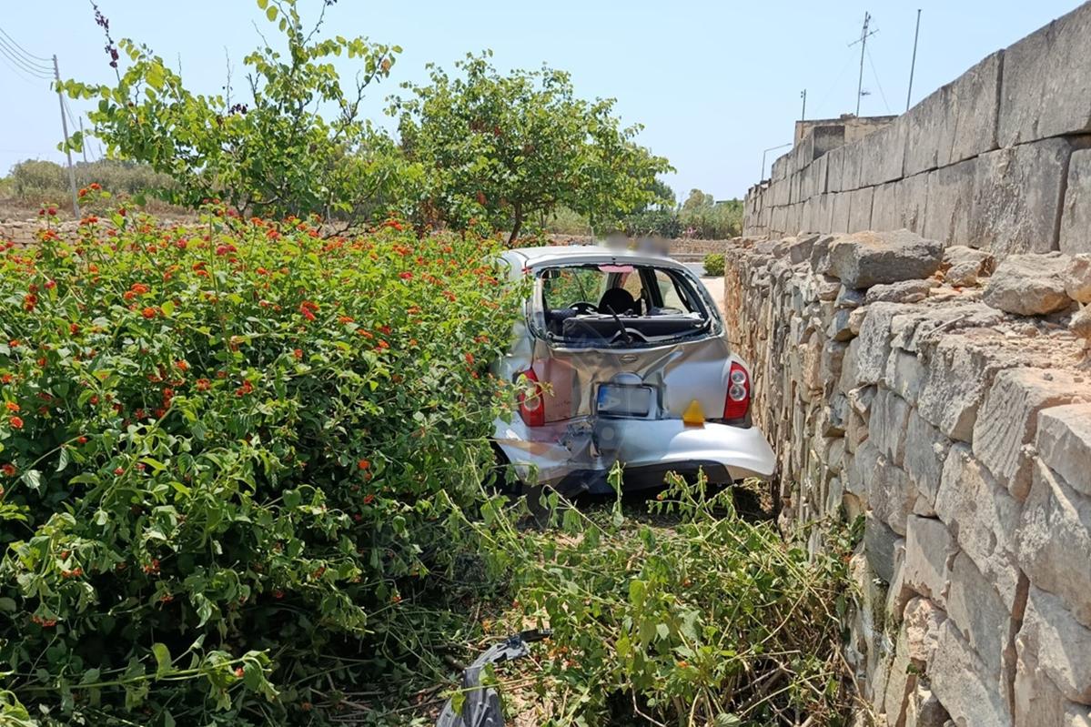 The Nissan driven by an Italian man which was involved in the collision with a van and a bicycle. Photo: Malta Police
