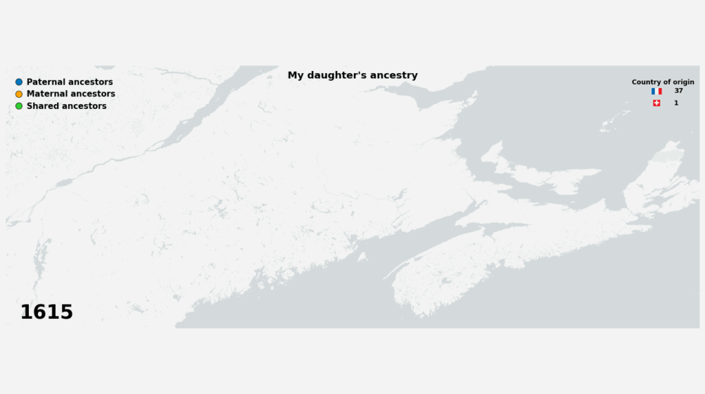 [OC] I mapped the lives of 4000+ of my daughter's ancestors over four centuries