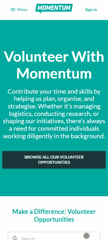 Momentum launches volunteer opportunities website to turn grassroots energy into action