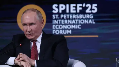 Getty Images Russian President Vladimir Putin speaks during the plenary session of the 28th Saint Petersburg International Economic Forum SPIEF 2025
