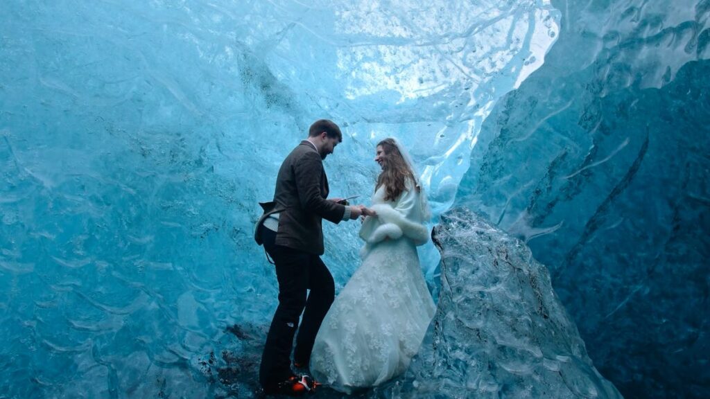 Iceland ice caves make dramatic backdrop