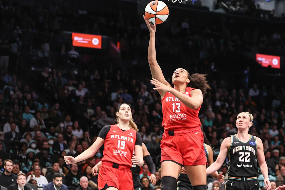 Former Atlanta Dream No. 6 overall pick Haley Jones© Wendell Cruz-Imagn Images