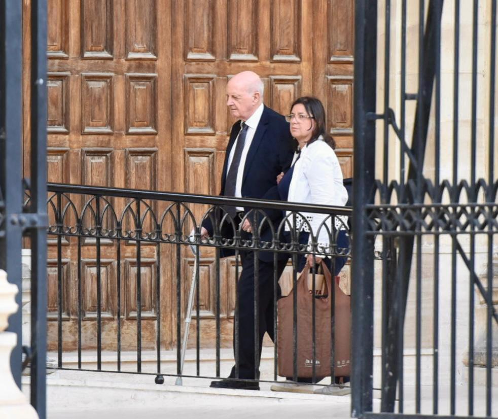 Daphne Caruana Galizia's father Michael Vella and sister Helene Asciak enter court. Photo: Chris Sant Fournier