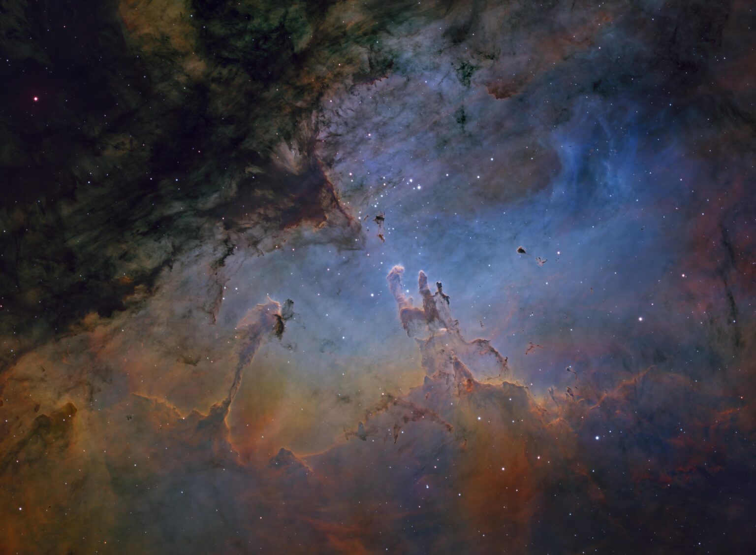The Pillars of Creation at the heart of the Eagle Nebula (M16)