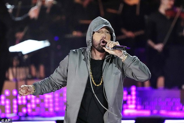 His sighting comes after rap legend Eminem (pictured) has sued Meta over claims that the social media giant has distributed the rapper's music without the proper license to do so