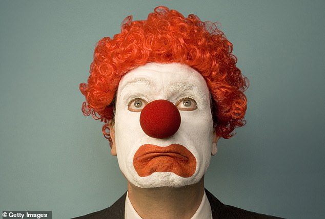 ... a clown fighting back tears...