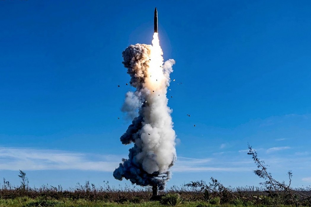 This handout photograph, taken on September 25, 2024, shows the Chinese People's Liberation Army Rocket Force launching an intercontinental ballistic missile carrying a dummy warhead into the Pacific Ocean, at an undisclosed location. 