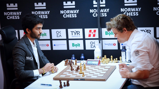 Norway Chess 2025: D Gukesh during his Round 6 game vs Magnus Carlsen.(JP Nadda-X)