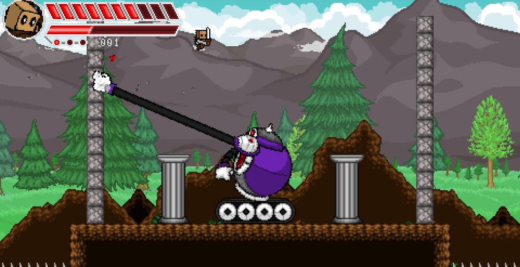 Bocksman fighting a robot in Team Dehdehbon