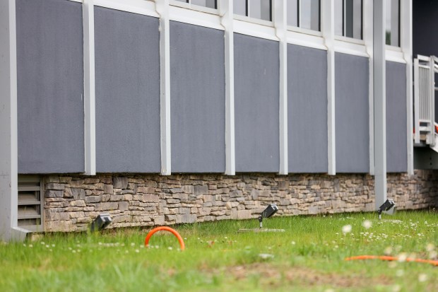 The stone lining of the Luzerne County Operations Building is...