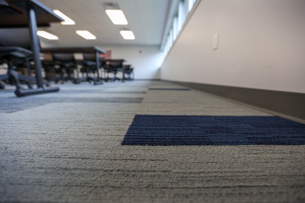 The carpets inside the Luzerne County Operations Building is made...