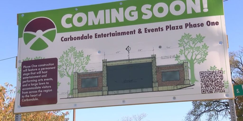 Construction moving fast on Carbondale’s new Downtown Entertainment and Events Plaza
