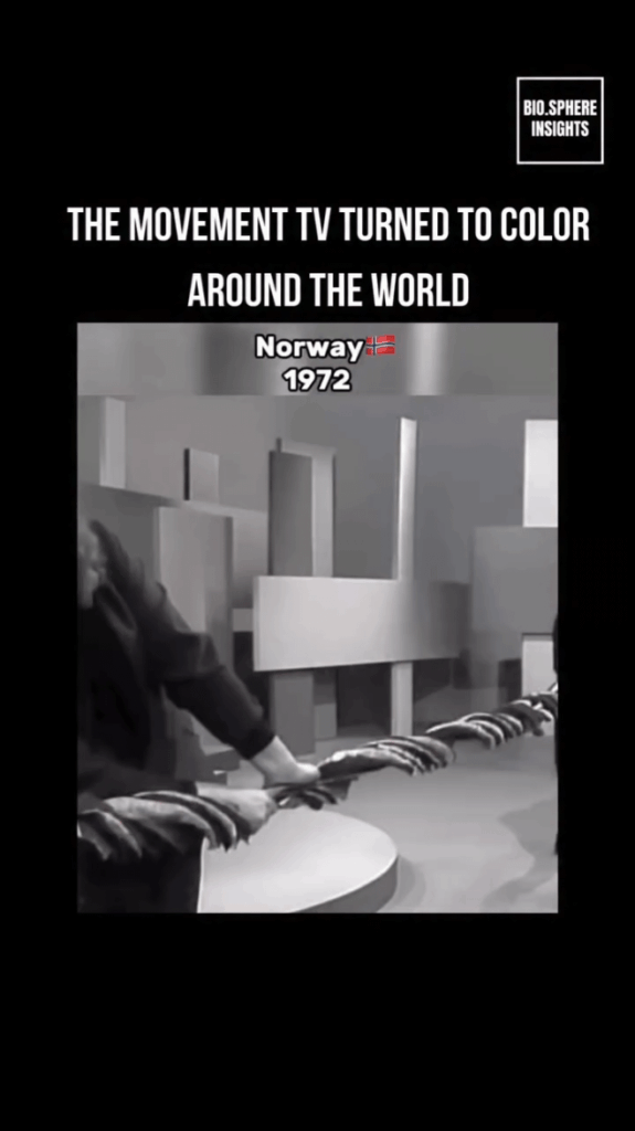 The movement tv turned to colour around the world (Norway was just the best)