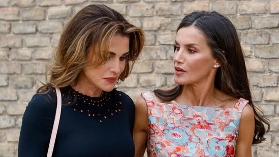 Queen Rania and Queen Letizia photographed together in 2023(Instagram/@jordansroyalfamily)