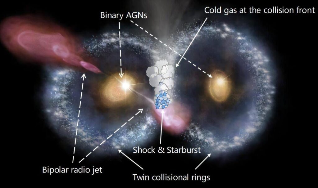 The Cosmic Owl: Astronomers discover a peculiar galaxy merger