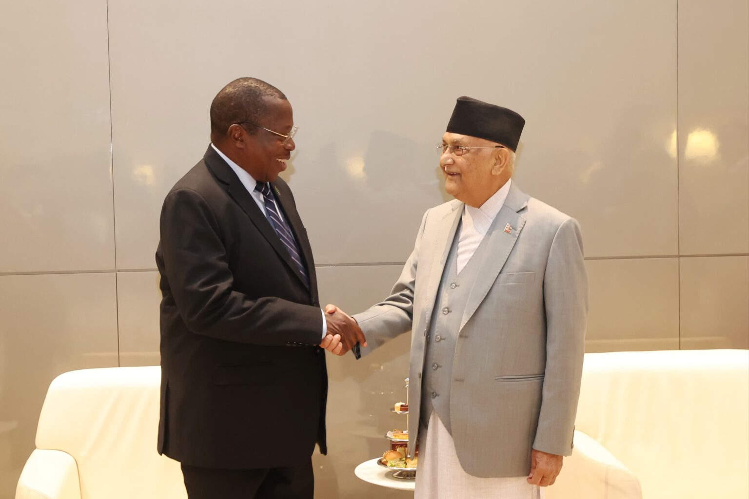 Prime Minister Oli meets Tanzanian vice president en route to Spain