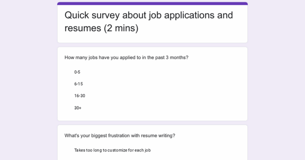 Survey about resume writing and job applications (2 mins)